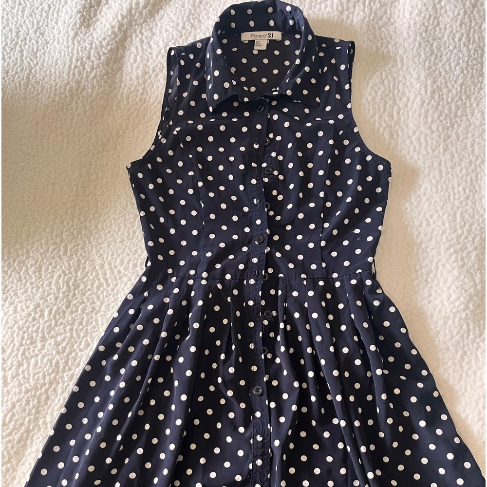 Blue & White Polka Dot Dress